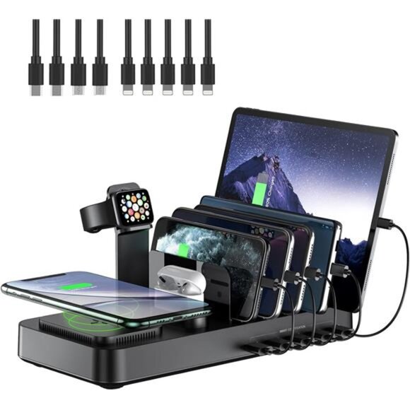 8 in 1 Wireless Charging Station for Multiple Devices, Charging Dock with - Picture 1 of 8
